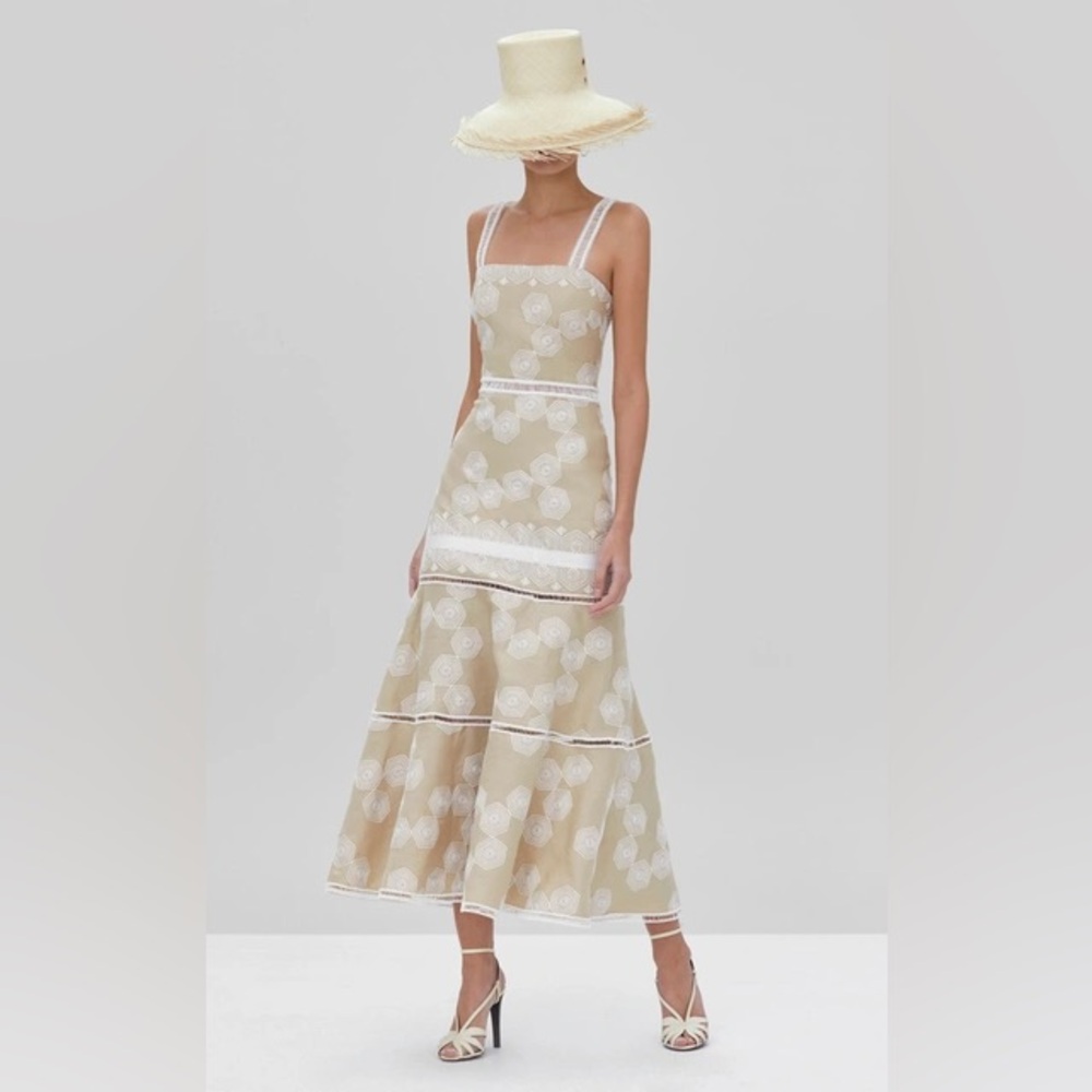 Alexis DELANNA PRINTED LINEN MIDI DRESS